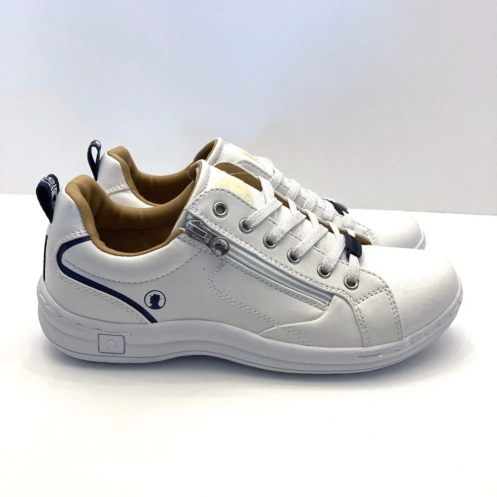 Coronel Tapiocca White Leather Walking Sneakers Zip Close EU 39 Womens 8‎